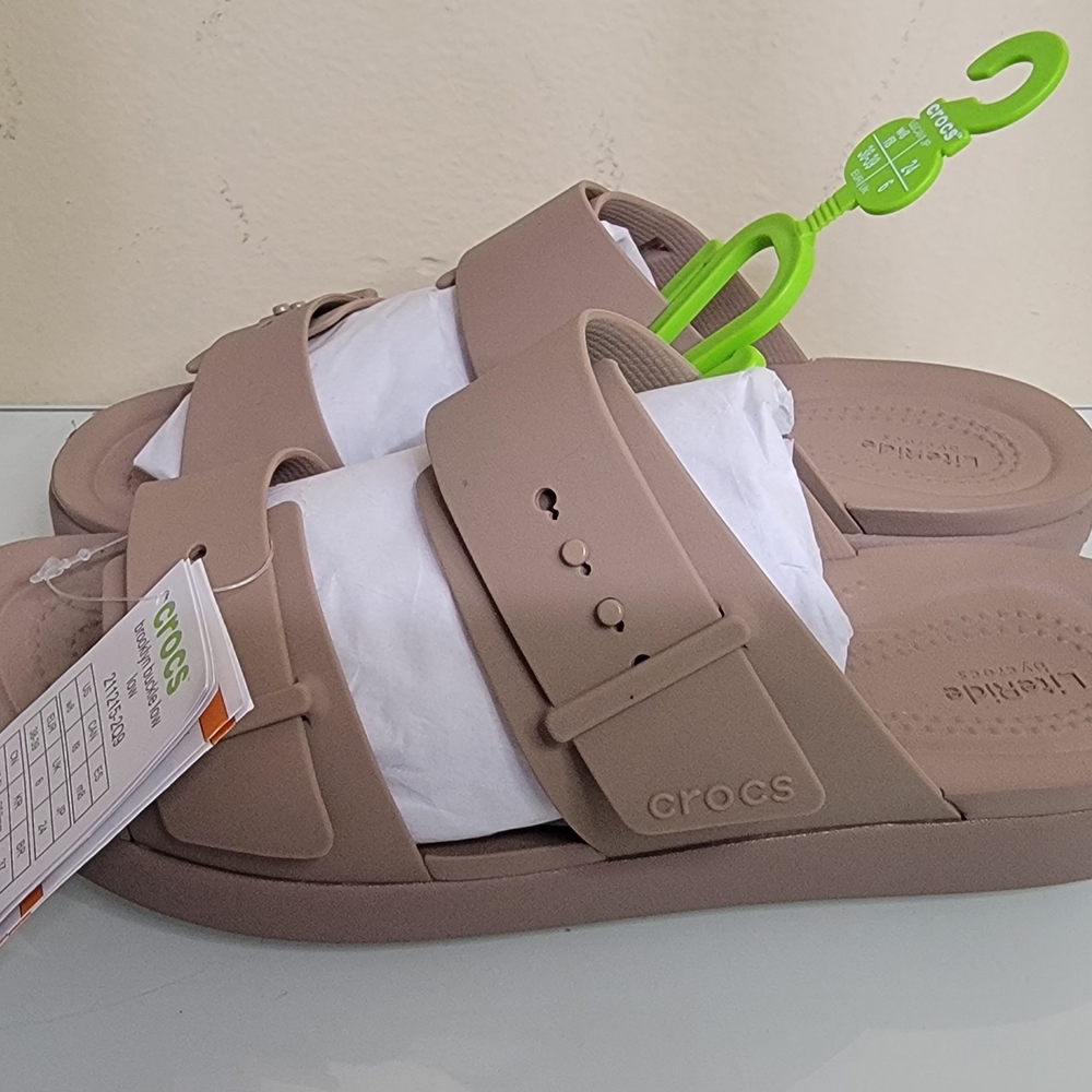 Crocs Two-Strap Slide Sandals in Taupe - Picture 5 of 5